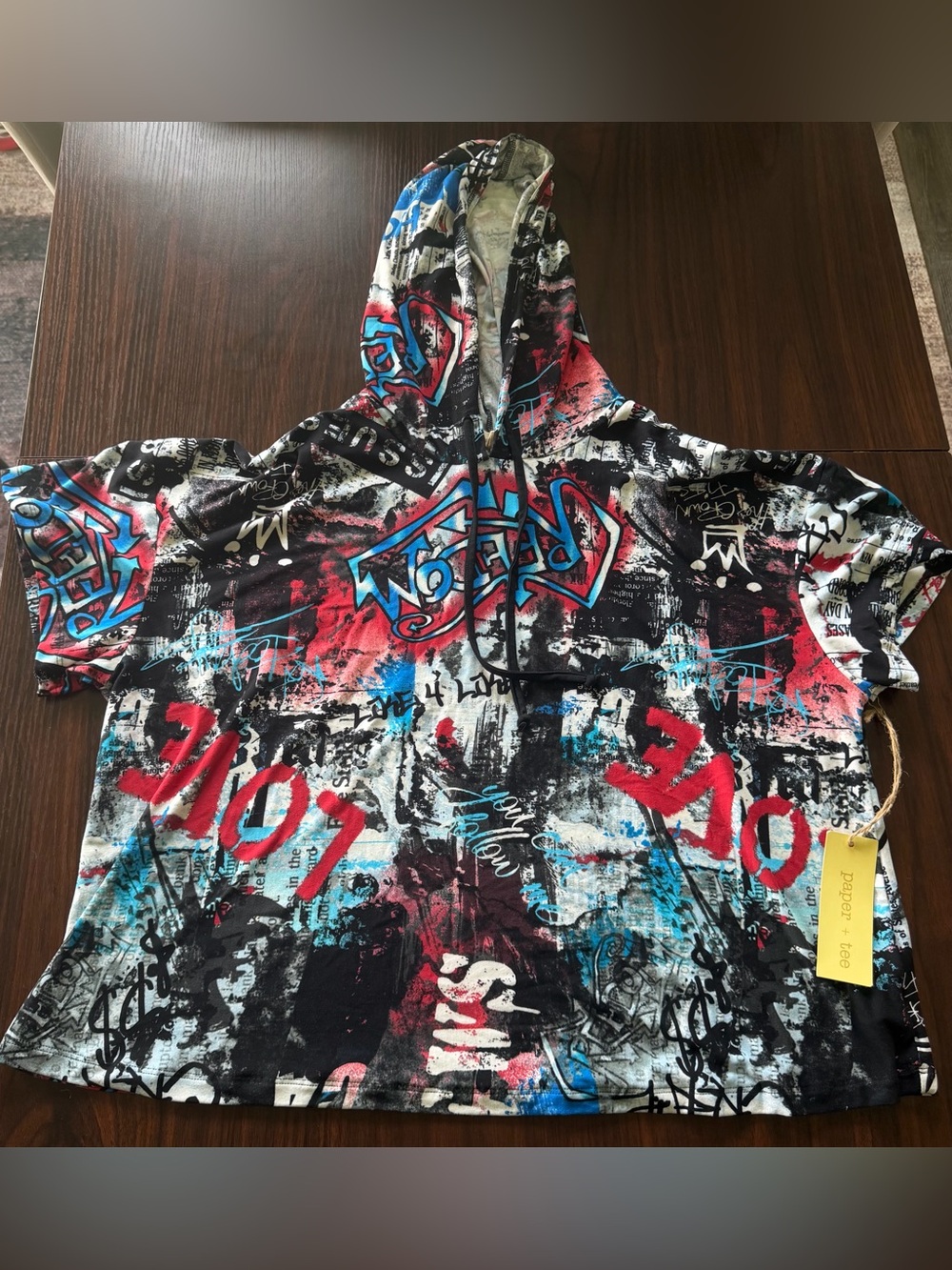XXL/2X Women’s Graffiti-Print Hoodie Jacket